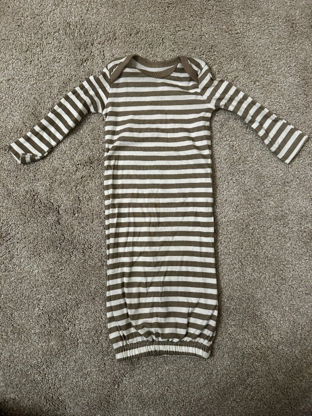 Small Story Organic Cotton Gown - Tan Striped